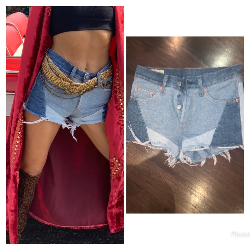 High waist patchwork Levi’s Shorts cut offs xs s